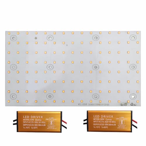 Image of Khatu Led Plate 100W Led Repairing Old Lence Flood Light | MCPCB | Aluminum 1MM Thickness 90 /100 LM /WATT,85% Energy Saving,High Brightness,Durability with 2 Pcs 50W Driver (Warm White)