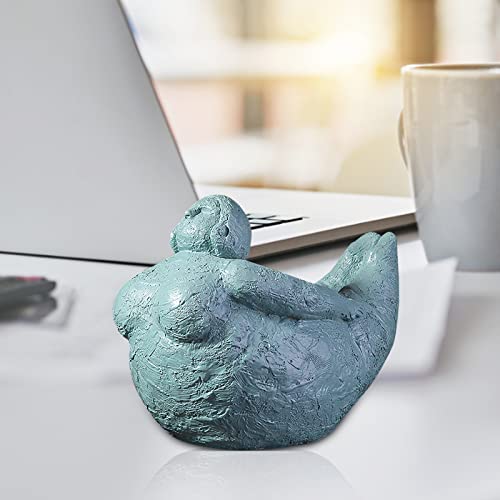 HELLORSO Fat Lady Yoga Sculpture - Meditation Pose Statue - Zen Spiritual Room Decor - Resin Lady Figurine Sculpture Woman Statue Yoga Decor Modern Abstract Arts Gifts for Home (Blue)