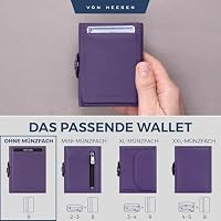 VON HEESEN Slim Wallet mit RFID-Schutz - Mini Geldbörse Herren & Damen klein - Kreditkartenetui Geldklammer Kartenetui - Geldbeutel Portmonee Portemonnaie klein (Violet) – Ansicht 3