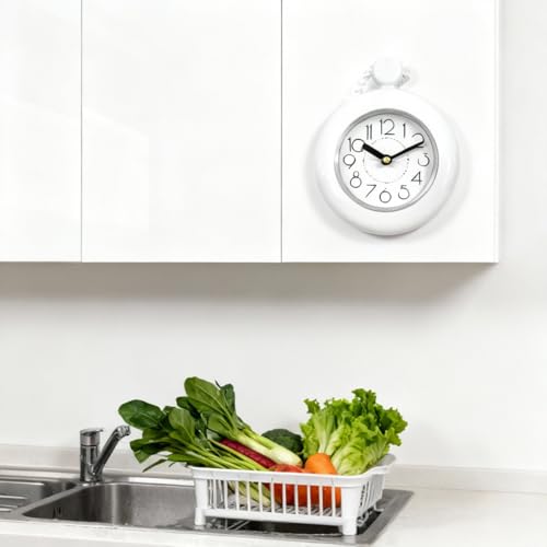 Miniatura 6 de Acoly Reloj Colgante Para Baño, Blanco, Digital, Con Cuerda De Ducha, Resistente Al Agua, Pequeño, Silencioso, Para Colgar En La Pared.