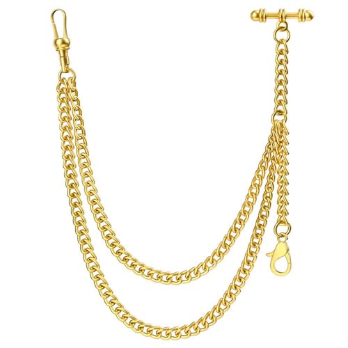 DerMacht Pocket Watch Chain with Albert Chain with T Bar