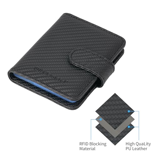 Image of Wisdompro Credit Card Holder, Slim Leather RFID Blocking Wallet Debit Card Protector Organizer Case (20 Card & 7 Memory Card Slots)-Vertical Microfiber Black