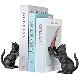 Cat Decorative Bookends, Cute Book Ends to Hold Books, Bookends for Shelves, Unique Cast Iron Book Stopper for Heavy Books, Cat Office Decor, 1 Pair/2 PCS