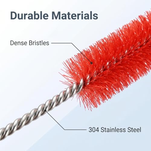 Image of 2 Pack Straw Cleaner Brush, Reusable Metal Handles Straw Cleaner Brush Extra Long for Stanley Mug 40, 30, 20 oz, 10mm Wide for Sippy Cup, Water Bottle and Tubes