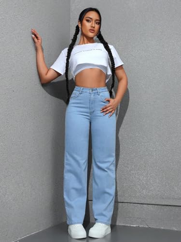 Image of TOPLOT Women's Jeans | High Rise Waist Design | Baggy Fit Style with Relaxed Silhouette | Trendy Look with Comfortable Wear | Easy Styling for Everyday Fashion | Casual, Streetwear (5204)
