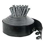 Hugeleaf Landscape Edging Border 60 Feet with 72pcs Spikes, 4inches Flexible Plastic Garden Edging for Landscaping, Lawn, Flower Bed, Yard（Black）