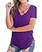 BOBOSMXL Women's Casual Short Sleeve Solid Criss Cross Front V-Neck T-Shirt Blouse Tops