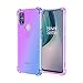 Produktbild KERUN Hülle für OnePlus Nord N10 5G Hülle, HD Transparent Anti-Gelb Glas Crystal Clear Weiche Silikon Handyhülle, Soft TPU Case Schock-Absorption Schutzhülle (Lila/Blau)