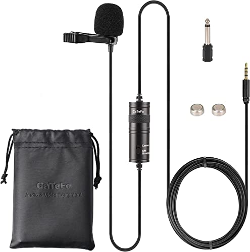 CaTeFo Micro cravate FO-LM1 à clipser pour appareil photo, caméscopes et smartphones compatible avec iPhone et Android Micro Lav parfait pour filmer des podcasts, vlogging et vidéos YouTube