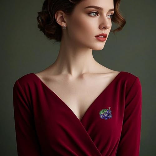 Image of Enamel Fruit Brooch for Women Rhinestones Fruit Lapel Pin Elegant Fruit Brooches Jewelry Gift, Perfect for Dresses Hat Bag