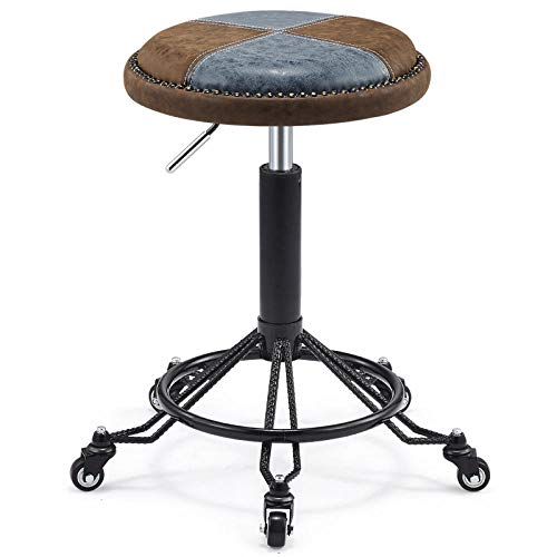 Tabouret de coiffeur sur roulettes ajustable avec assise PU 160 kg
