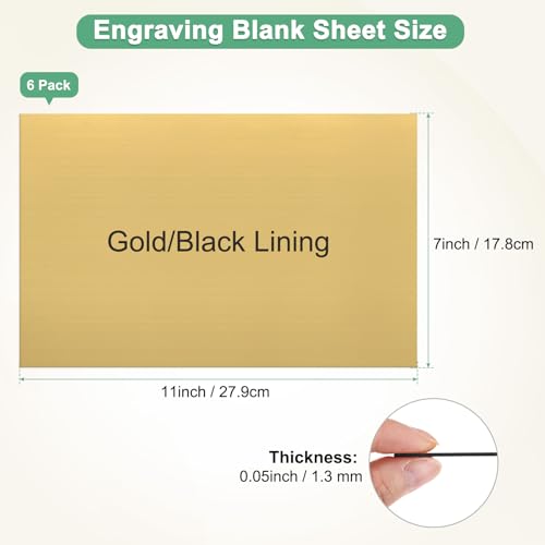 Image of M METERXITY 6-Pack Engraving Blank Materials Double Color 7x11 Inch, 1.3mm Thick ABS Plastic Sheet Yard Signs Name Plate for Door /Office /Home /Conference /Hotel /DIY Carving[Gold /Black]