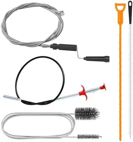 5-teiliges Abflussreiniger-Set – Spirale, Bürste, Stopfenentferner & Haarentferner – Wiederverwendbar – Für Waschbecken, Dusche & Badewanne