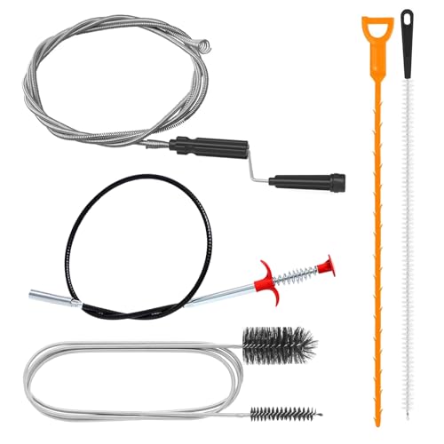 Lot de 5 outils de préhension flexibles pour déboucher les toilettes avec griffe, pour évier de cuisine, salle de bain, toilettes, plomberie, brosse de nettoyage