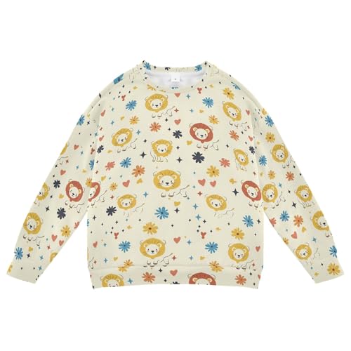 JUNZAN Cute Cartoon Lions Little Girls Sweatshirts Hoodies Crewneck Tops Clothing Shirts Athletic 4T