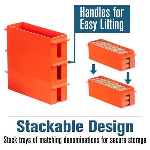Banksupplies Quarter Large Capacity Coin Storage Box | Orange | 300 Dollar Capacity | Coin Organizer | High Capacity Coin Box | Stackable Rolled Quarter Holder #TOP2