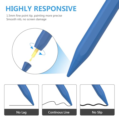 Image of Stylus Pen for iPad 2018-2023 with Palm Rejection, Active Pencil for iPad 10th /9th /8th /7th /6th Gen, for iPad Pro 11 /12.9 inch, for iPad Air 5th /4th /3th Gen, for iPad mini 6th /5th Gen (Navy Blue)