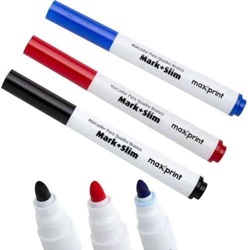 Marcador Quadro Branco Kit 6 Cores Clássicas 2 de Cada Apaga Fáci...