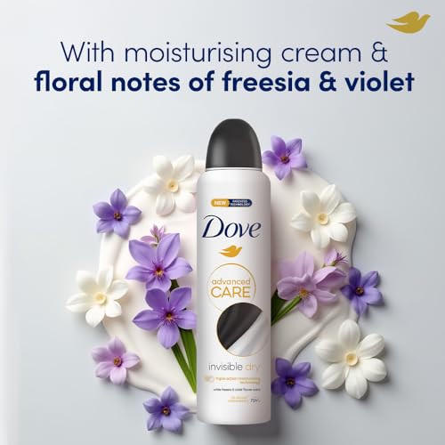 Image of Dove Advanced Care Invisible Dry Deodorant for Women | 72H Freshness | 0% Alcohol | Floral Notes of Freesia & Violet | 250 ML