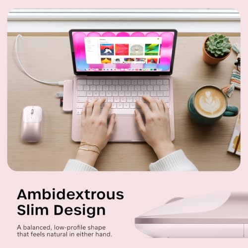 Image of Satechi Slim EX Wireless Mouse, Bluetooth & 2.4 GHz, Quiet Clicks, Blush | Quiet clicks, anodized aluminum shell, rechargeable battery, for macOS, Windows, iPadOS, Android