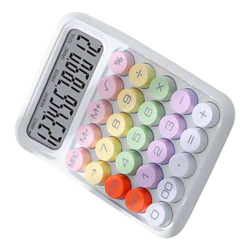 Calcolatrice colorata con tastiera meccanica per casa, scuola, ufficio, innovativa calcolatrice elettronica con interruttore meccanico (WHITE)