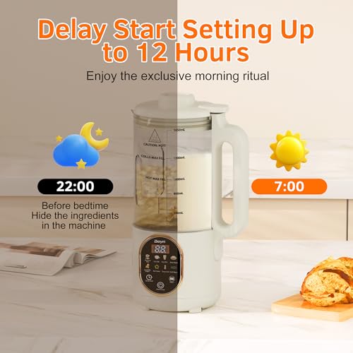 Image of Beyn 10-in-1 60oz Nut Milk Maker Machine, Automatic Self-Cleaning Soy Almond Oat Milk with 48-BladesBlender, Large Capacity Plant-Based Milk Maker with Delay Start & Keep Warm