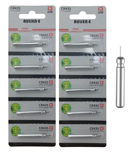 Aulien-E CR435 BR435 435 Lithium Pin Type Cell 3V Lithium Batteries for Fishing Lures, Fishing Bobbers, Pen Lights, Arrow Nocks, Fishing Floats, Pole Lights & LED Flashers (10 Count)
