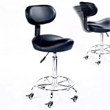 Sattelhocker Dental Sattelhocker Rolling Chair Mit Rückenunterstützung, Ergonomischer Sattel Salon Liftstuhl, Verstellbarer Küchen Geteiltes Sitz, Office Bar Drehhocker (Color : Black)