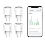 EIGHTREE Wlan Steckdose, 16A Smart Steckdosen mit Strommessung, WiFi Plug Smart Home mit Alexa, Google Home, 4er Pack