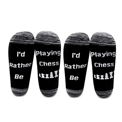 LEVLO Funny Chess Lovers Gifts I'd Rather Be Playing Chess Cotton Socks Gift for Chess Players