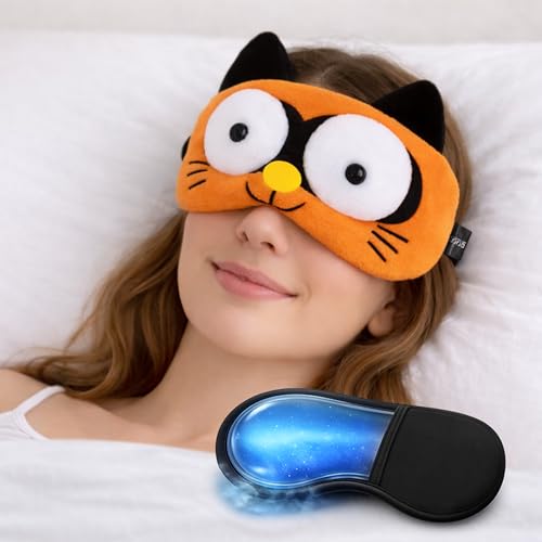 Image of Jenna Premium Eye Mask,Ultra Smooth Adjustable Sleep Mask&Blind Fold|For Sleeping,Travelling|Eye-Cover Light (3D Cat Brown Gel-1)