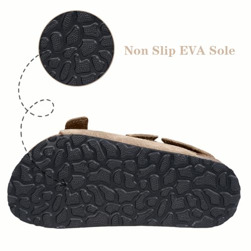 Image of ZUSERIS Kids Toddler Sandals Boys Girls Cork Footbed Sandal Comfort Double Buckle Slip On Slippers with Adjustable Back Strap