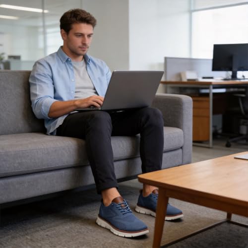 Image of Wearbreeze Men's Business Casual Oxford Sneakers - Lightweight Lace-Up Dress Shoes for Work, Travel & Daily Commute