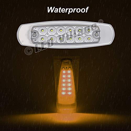 Ledvillage 20 Pcs 6.4 Inch Clear Lens Amber Led Thin Side Maker Light Parking Turn Signal Lamp For Truck Trailer Ute Bus Rv Sealed Bulb W/Chrome Housing 24V Dc Bb24 #TOP6