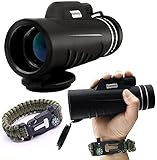 LAKEFALL GEAR 10 X 42 MONOCULAR Telescope for Hiking, Camping, Hunting Gear for Men & Women with Free Paracord Bracelet