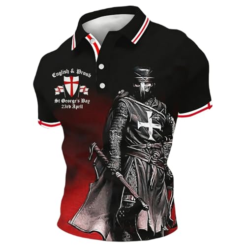 Image of Union Jack T Shirt for Men UK British Flag Breathable Quick-Dry Moisture Wicking Workout Golf Gym Sport T-Shirts Casual Collared Tennis Top Holiday Clothes Muscle Gym Workout (#008 Black,5XL)
