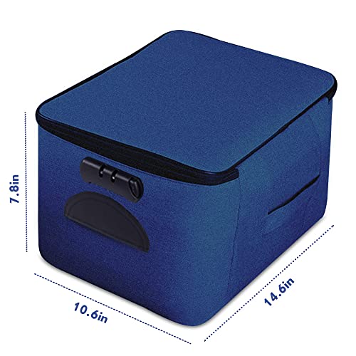 Image of Large File Organizer Bag with Lock(15 inchx11 inchx7.8 inch),Document Holder Bag with Removable Layers for Laptop,Files,Certificates,Cards,Money,Valuables,Oxford Storage Box for Travel Office Home (Royal Blue)