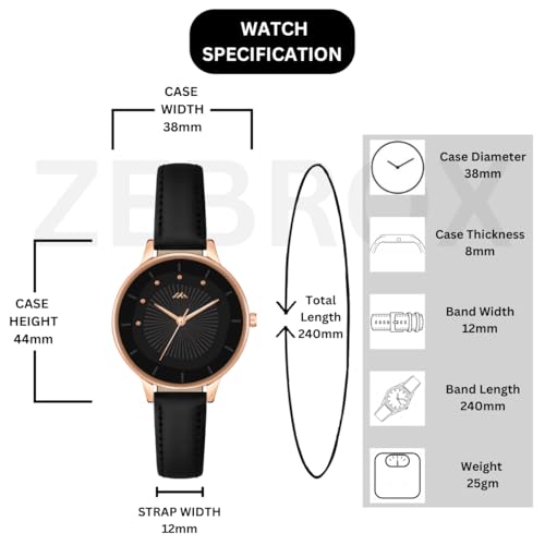 Image of Analog Quartz Movement Women's Wrist Watch Leather Strap, Rose Gold Case, Round Dial (MT-571-To-575)