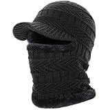Winter Balaclava Beanie Hat, Knitted Ski Mask for Men Women, Thermal Lining Hats for Skiing Cycling Sports