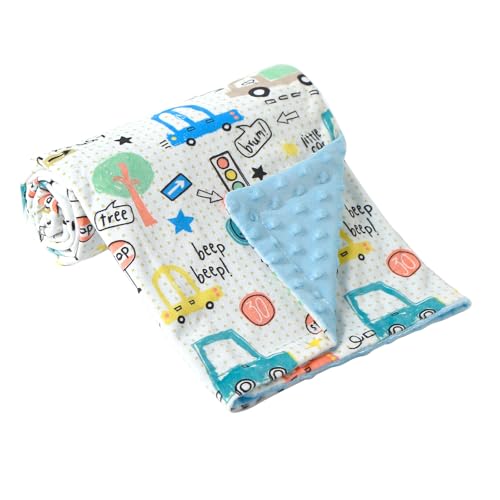 Image of Baby Nursery Bed Blankets Ultra Soft Double Layer Mini Blanket Minky Blanket Receiving Blankets Shower Gifts(Car,45 * 60in)