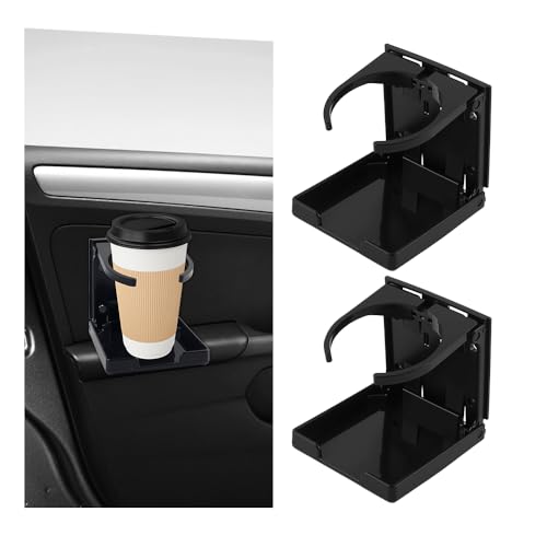 Portavasos plegable para carro 2 piezas ajustable negro miniatura 1