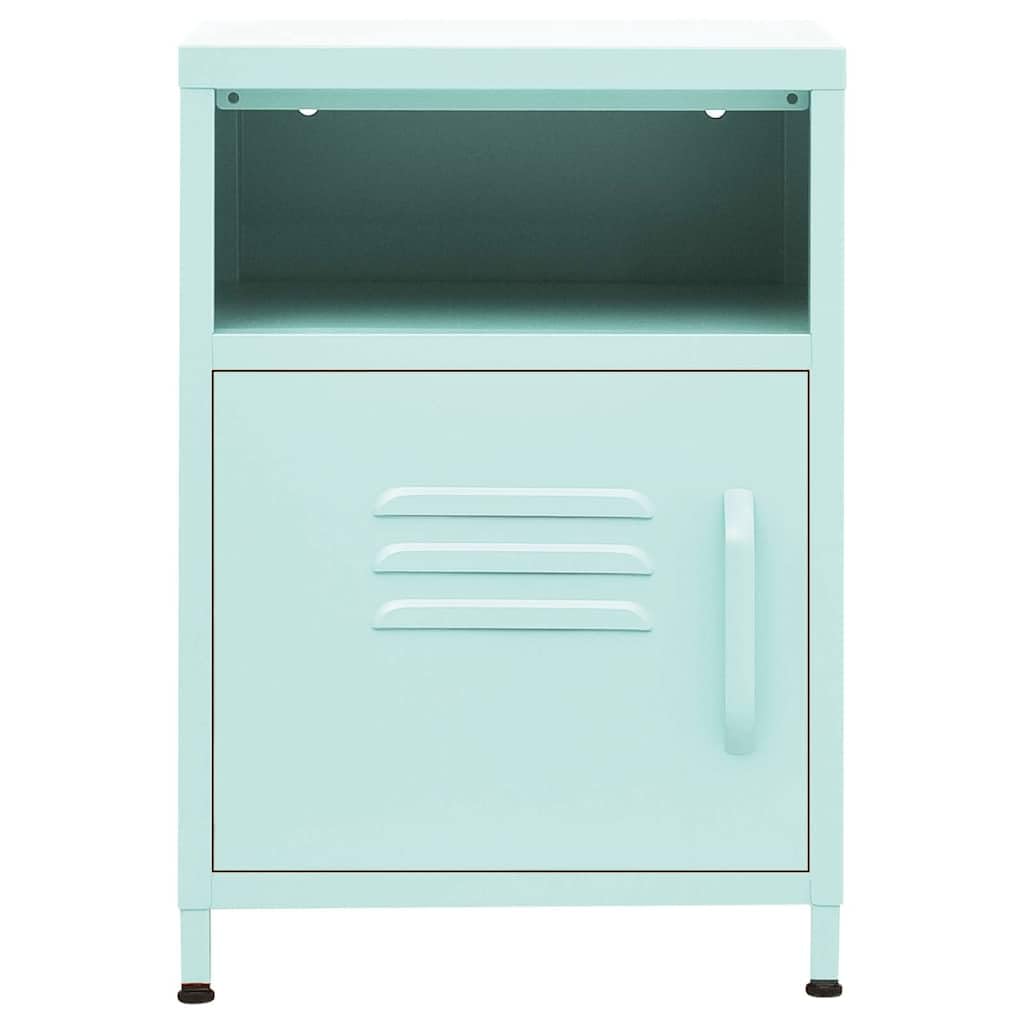 Nachttische 2er Set Minzgrün 35x35x51 cm Stahl Beistelltisch Schlafzimmerschrank Organizer Schlafzimmer modern platzsparend