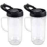 2 Pack 22 oz Tall Cup with Flip Top To-Go Lid Replacement Parts for Magic Bullet 250W MB1001...