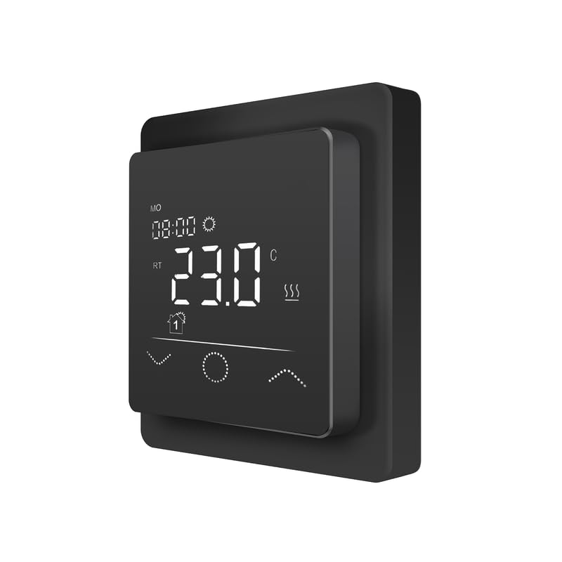 Touchthermostat, Heizungsthermostat – Digital Thermostat Heizung, Thermostat Fußbodenheizung, Thermostat Heizung (Schwarz)