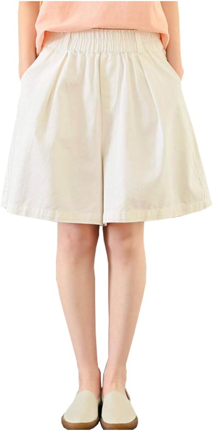 Knee Length Cotton Linen Beach Shorts 