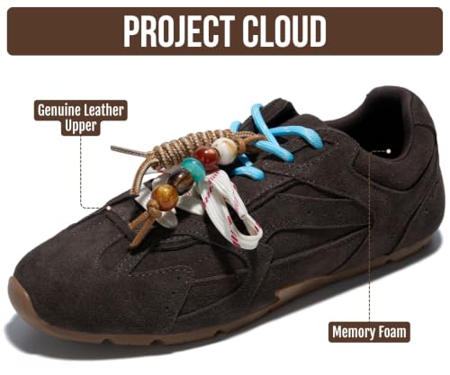 Image of Project Cloud Leather Barefoot Shoes Women - Memory Foam Lace-Up Womens Sneakers - Lightweight & Non Slip Womens Shoes Casual - All-Day Women's Fashion Sneakers for 2026