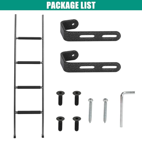 Image of Anti-Slip RV Bunk Ladder, 52in Integrated Heavy Duty Steel, Black | Camper Bunk Bed Ladder with Anti-Slip Rubber Foot Pads and Hooks
