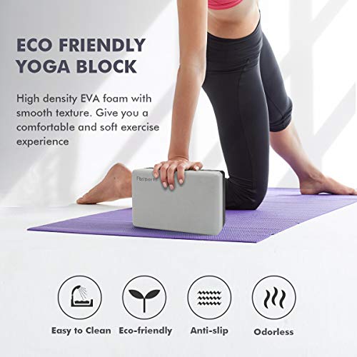image for FBSPORT Yoga Block 2 Pack & Yoga Strap Set, High Density EVA Foam Bloc