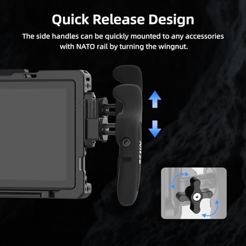 Image of Nitze Side Handle Kit with NATO Clamp, 360 Adjustable NATO Side Handles for Smartphone /iPad /Monitor /Camera Cages - PA32C