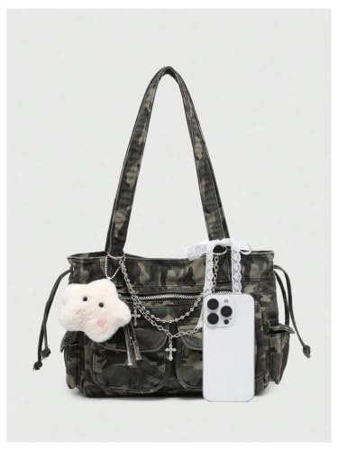 Bolsa Tote para mujer con patrón camuflaje y múltiples bolsillos miniatura 7